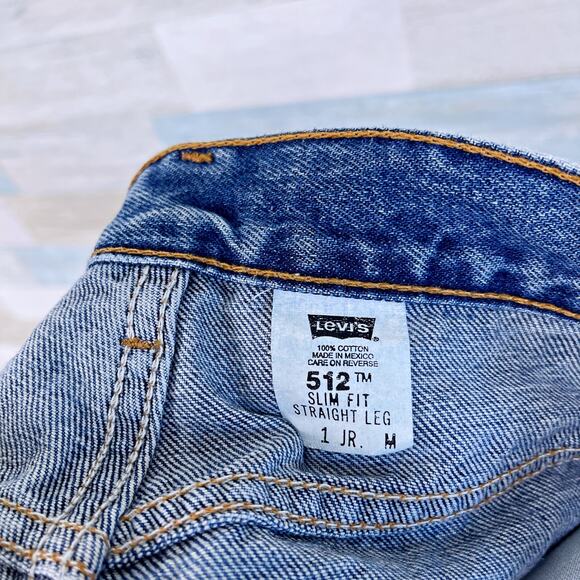 Levis Vintage 512 Slim Straight Jeans Blue Medium Wash Womens Juniors 1 24x30.5 - Picture 7 of 7